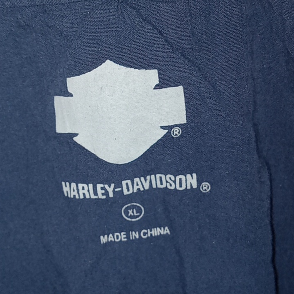 Harley-Davidson Long Sleeve Henley Dark Blue Mens Extra Large - Picture 4 of 7